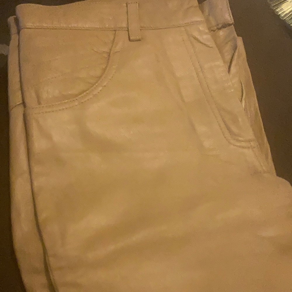 Tan leather pants
